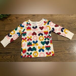 Hanna Andersson Butterfly & Heart Long Sleeve Sueded Shirt Sz 18-24mo